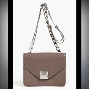 NWT IRO Iris Taupe Crossbody Bag with silver and leather adjustable chain